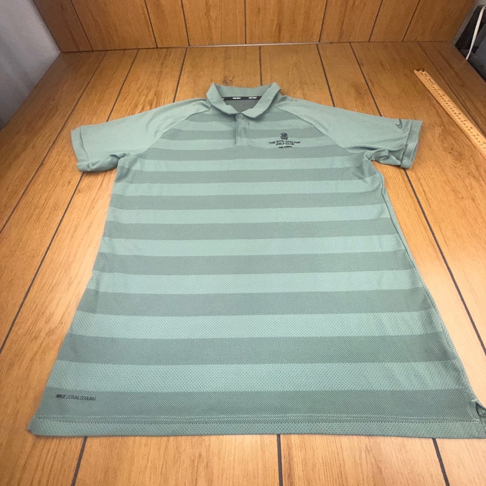 Nike‎ Golf Zonal Cooling Polo Shirt Medium Green Ritz-Carlton Orlando Striped